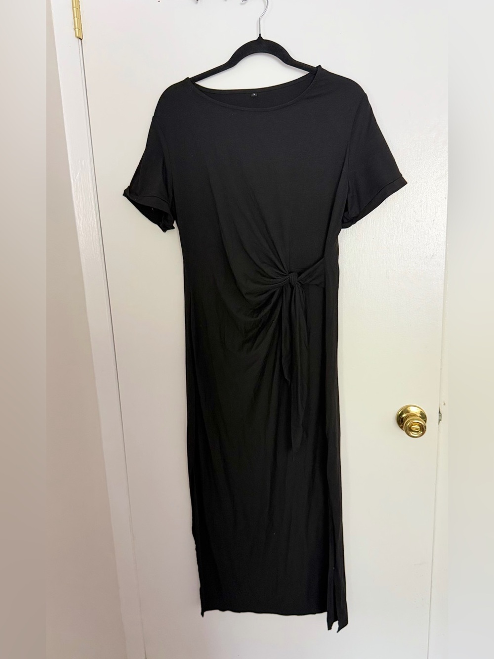 Classic Black Side-Knot Midi Dress